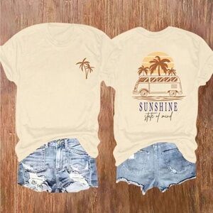 NWT Cream and Brown Graphic Tee (still in bag)